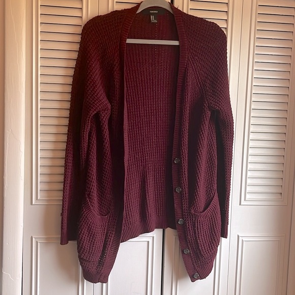 F21 Cranberry cardigan - Picture 1 of 8